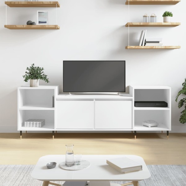 Mueble para TV madera contrachapada blanco 160x35x55 cm