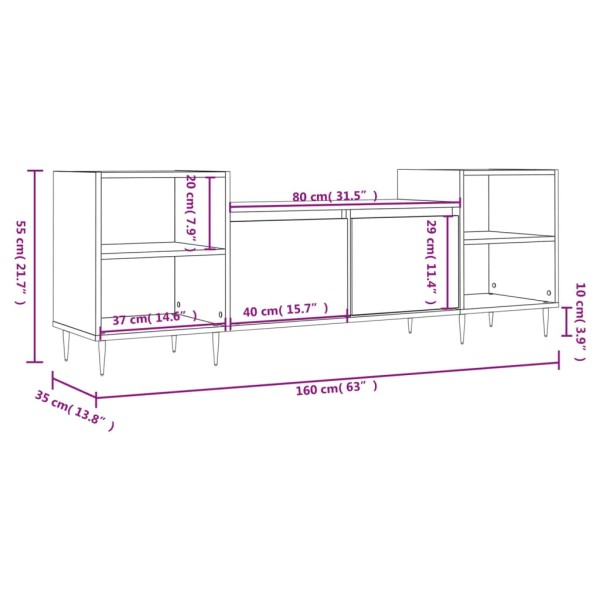 Mueble para TV madera contrachapada blanco 160x35x55 cm