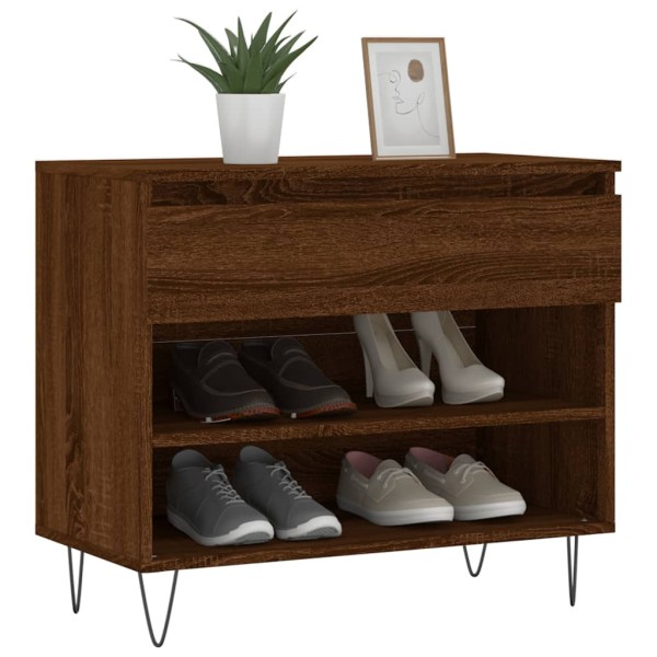 Mueble zapatero madera contrachapada roble marrón 70x36x60 cm