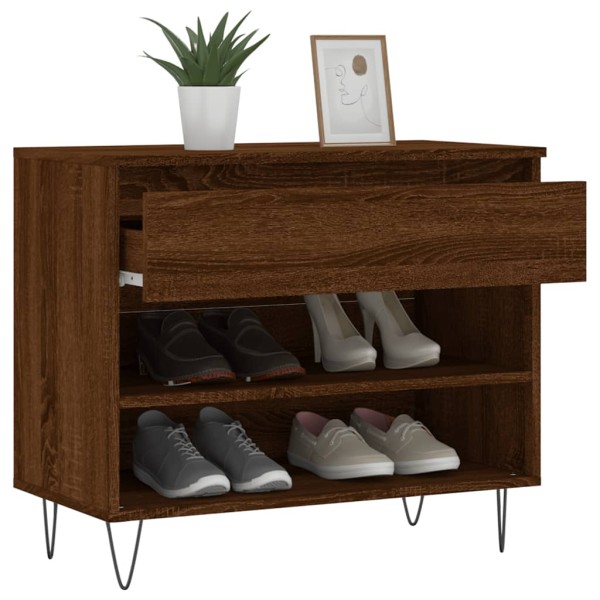 Mueble zapatero madera contrachapada roble marrón 70x36x60 cm