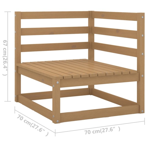 Juego muebles de jardín 11 pzas madera maciza pino marrón miel