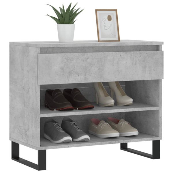 Mueble zapatero madera contrachapada gris hormigón 70x36x60 cm