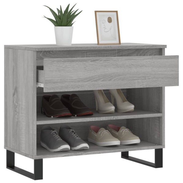 Mueble zapatero madera contrachapada gris hormigón 70x36x60 cm