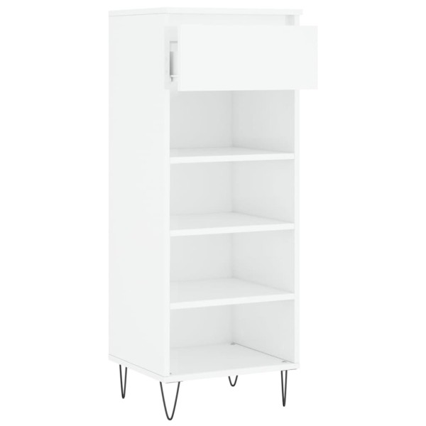 Mueble zapatero madera contrachapada blanco brillo 40x36x105 cm