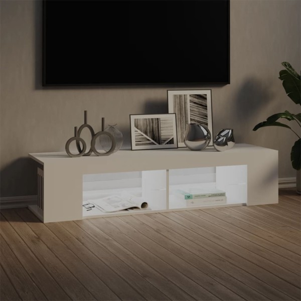 Mueble de TV con luces LED blanco 135x39x30 cm