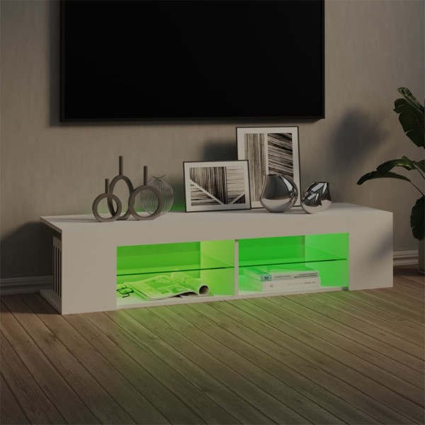 Mueble de TV con luces LED blanco 135x39x30 cm