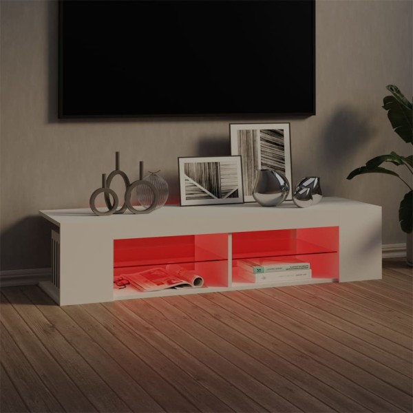 Mueble de TV con luces LED blanco 135x39x30 cm