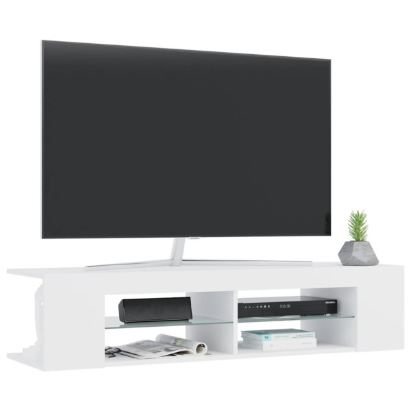 Mueble de TV con luces LED blanco 135x39x30 cm