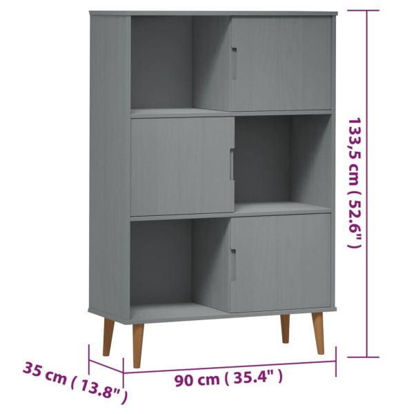 Librería MOLDE madera maciza de pino marrón 90x35x133,5 cm