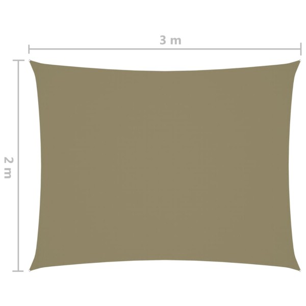 Toldo de vela rectangular tela Oxford beige 2x3 m