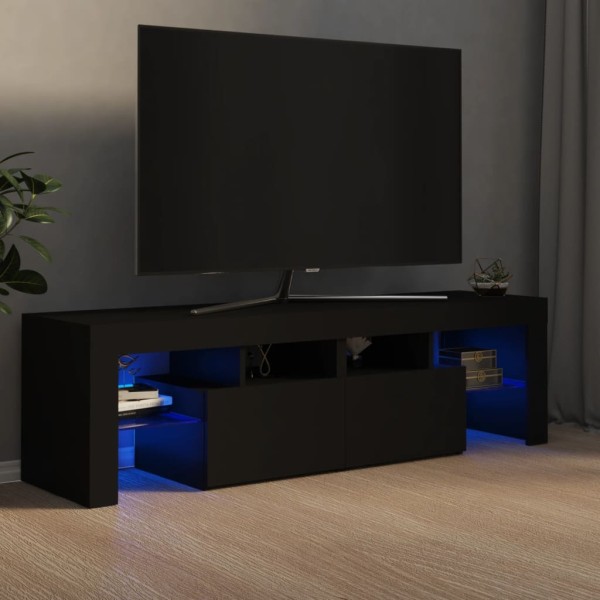 Mueble de TV con luces LED negro 140x36,5x40 cm