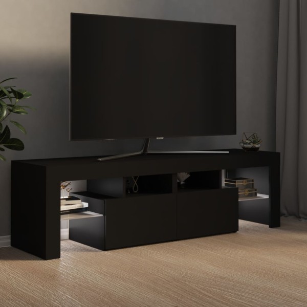 Mueble de TV con luces LED negro 140x36,5x40 cm