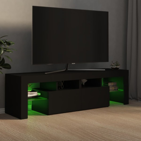 Mueble de TV con luces LED negro 140x36,5x40 cm