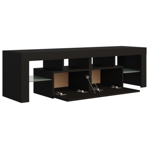 Mueble de TV con luces LED negro 140x36,5x40 cm