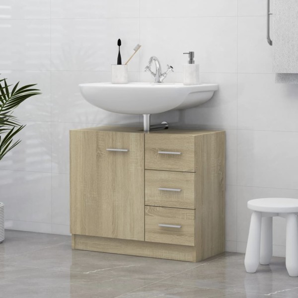 Armario para lavabo madera contrachapada color roble 63x30x54cm