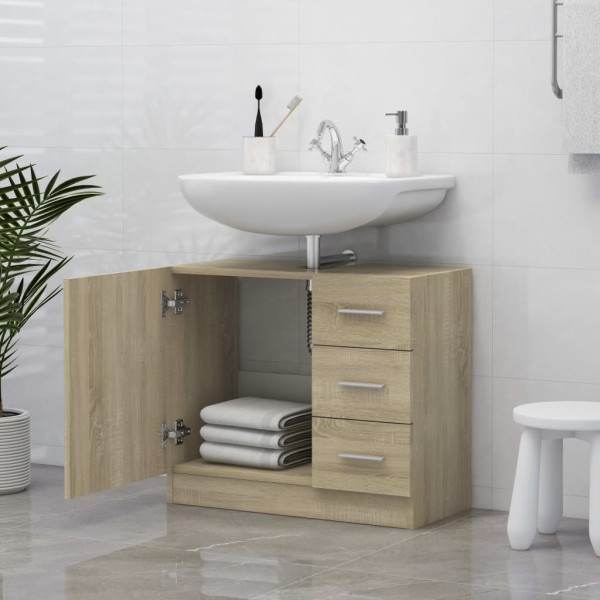 Armario para lavabo madera contrachapada color roble 63x30x54cm