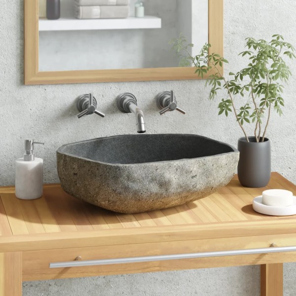 Lavabo de piedra de río ovalado 45-53 cm