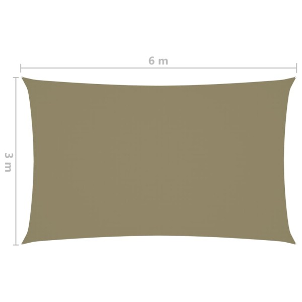 Toldo de vela rectangular tela Oxford beige 3x6 m