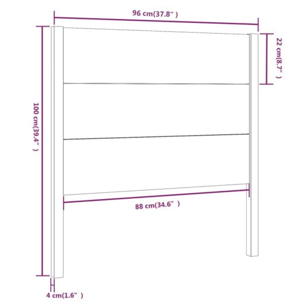 Cabecero madera maciza de pino negro 96x4x100 cm