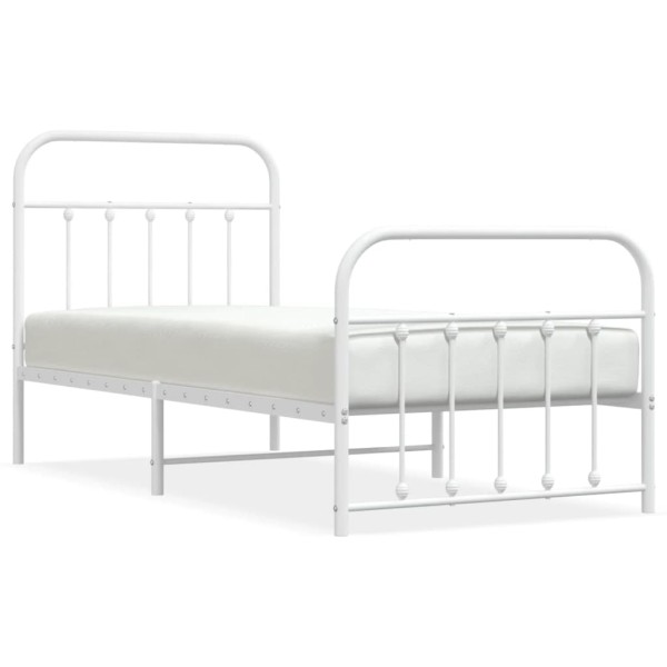 Estructura cama metal con cabecero y pie cama blanca 90x200 cm