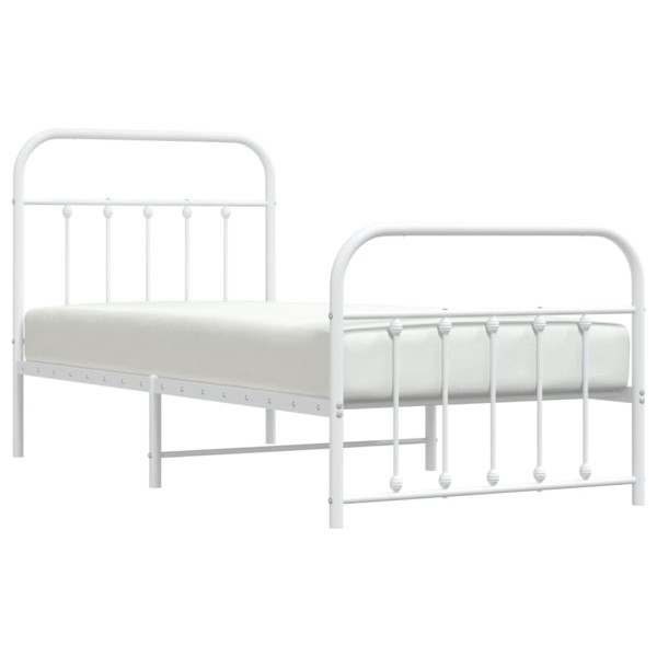 Estructura cama metal con cabecero y pie cama blanca 90x200 cm