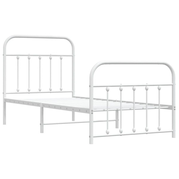 Estructura cama metal con cabecero y pie cama blanca 90x200 cm