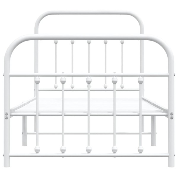 Estructura cama metal con cabecero y pie cama blanca 90x200 cm