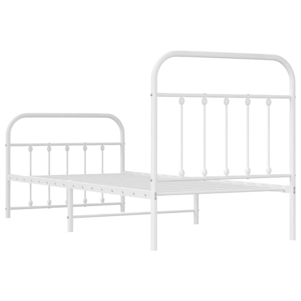 Estructura cama metal con cabecero y pie cama blanca 90x200 cm