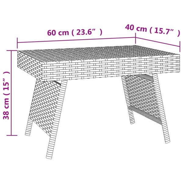 Mesa auxiliar plegable ratán sintético negro 60x40x38 cm