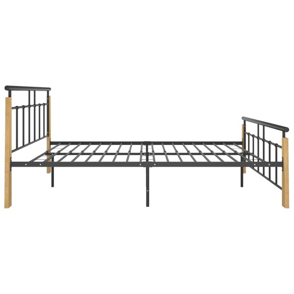 Estructura de cama metal y madera maciza de roble 140x200 cm