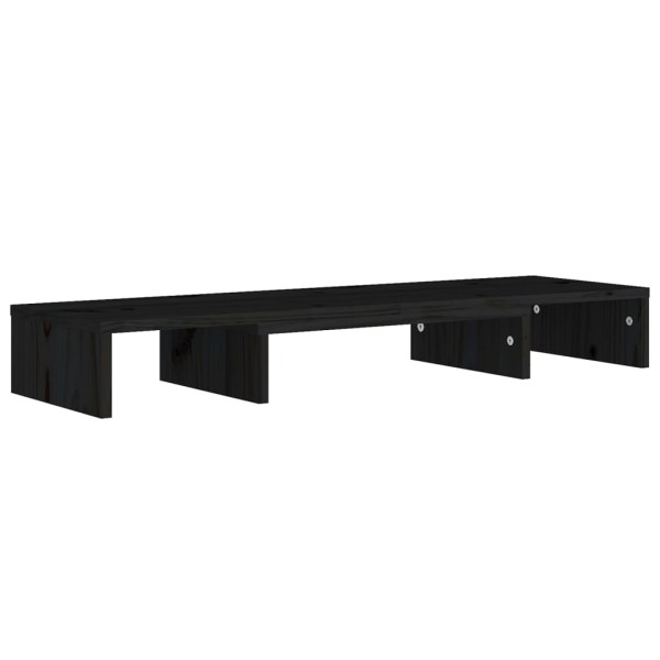 Soporte de monitor madera maciza de pino negro 80x24x10,5 cm