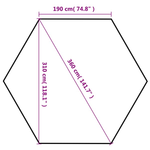 Carpa desplegable hexagonal 6 paredes blanco crema 3,6x3,1m