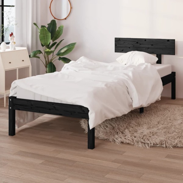 Estructura de cama madera maciza de pino individual 90x190 cm