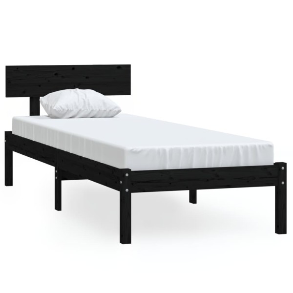 Estructura de cama madera maciza de pino individual 90x190 cm