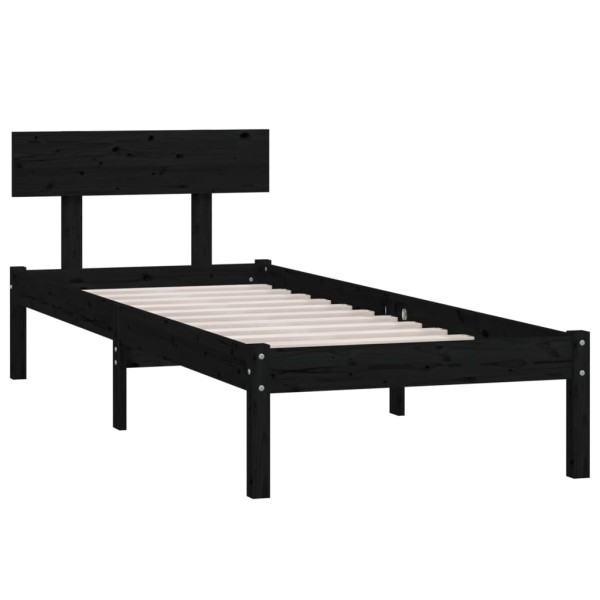 Estructura de cama madera maciza de pino individual 90x190 cm