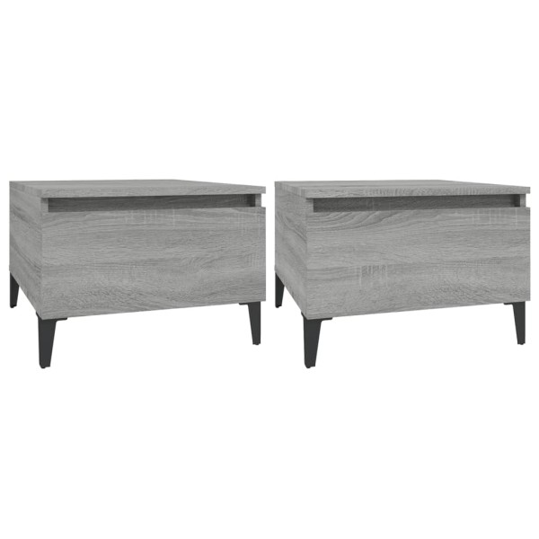 Mesas auxiliares 2 uds contrachapada gris Sonoma 50x46x35 cm