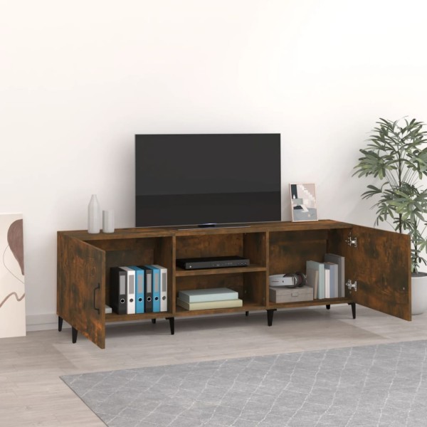 Mueble de TV madera de ingeniería roble ahumado 150x30x50 cm