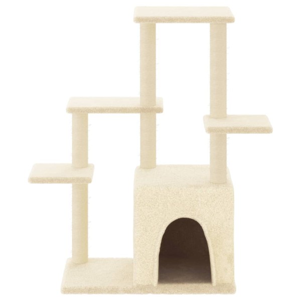 Rascador para gatos con postes de sisal color crema 97,5 cm