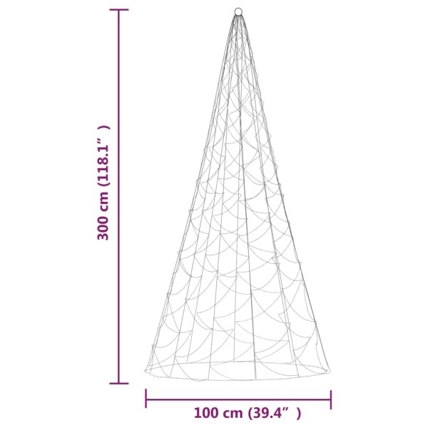 Árbol de Navidad en asta de bandera 500 LED blanco cálido 300cm