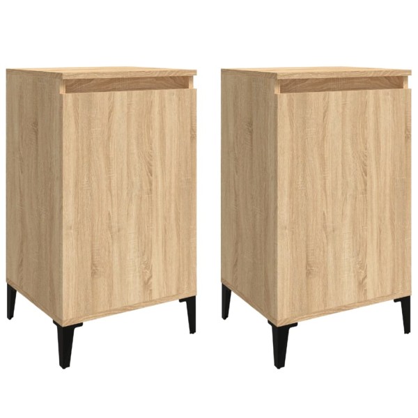 Mesitas de noche 2 uds madera contrachapada roble 40x35x70 cm