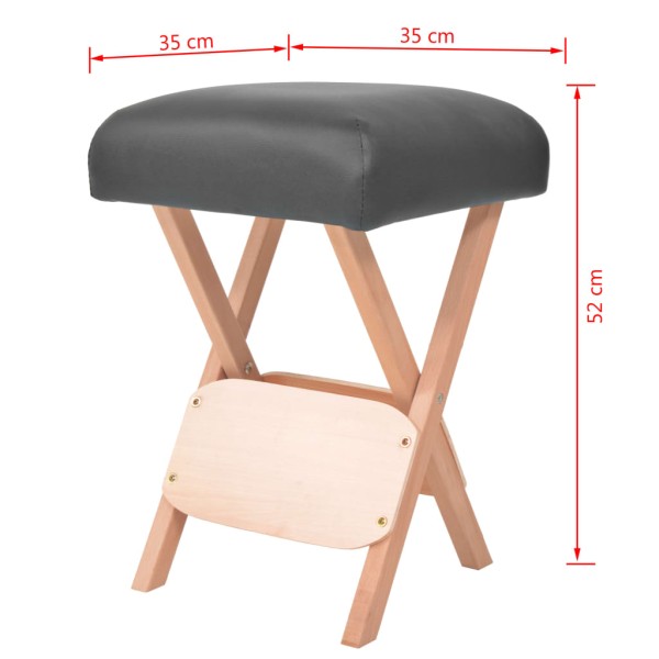 Taburete de masaje plegable con asiento 12 cm de grosor negro