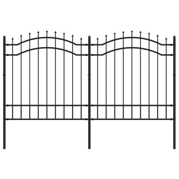 Valla de jardín con punta de lanza acero recubierto negro 165cm