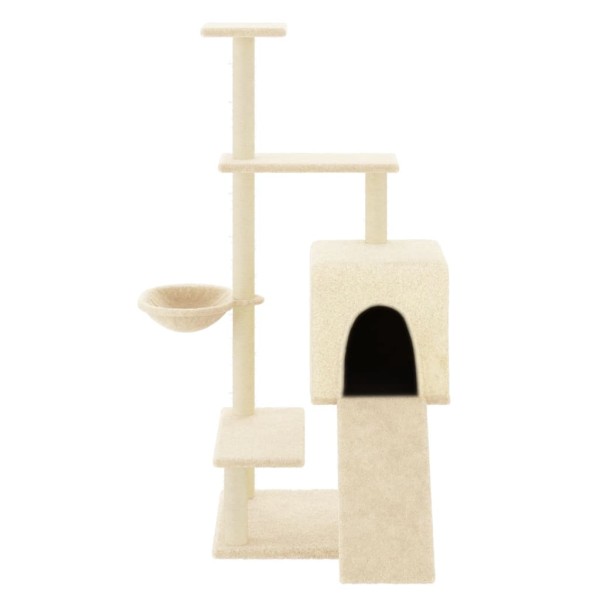 Rascador para gatos con postes de sisal color crema 130,5 cm