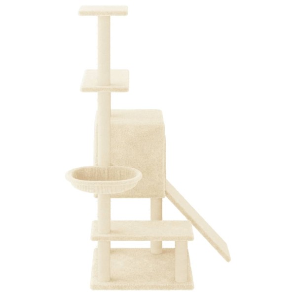 Rascador para gatos con postes de sisal color crema 130,5 cm