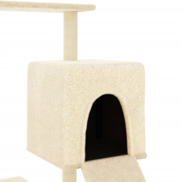 Rascador para gatos con postes de sisal color crema 130,5 cm