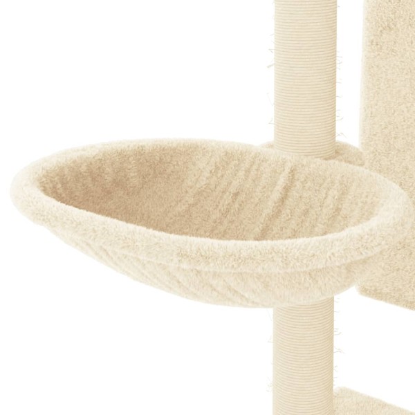 Rascador para gatos con postes de sisal color crema 130,5 cm