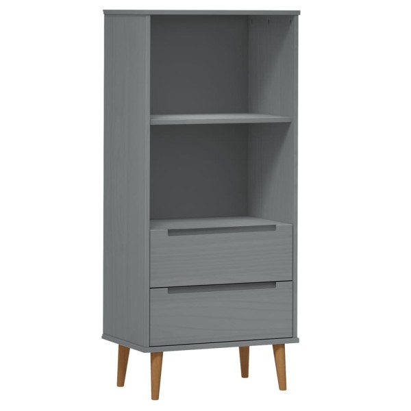 Librería MOLDE madera maciza de pino gris 60x35x133,5 cm