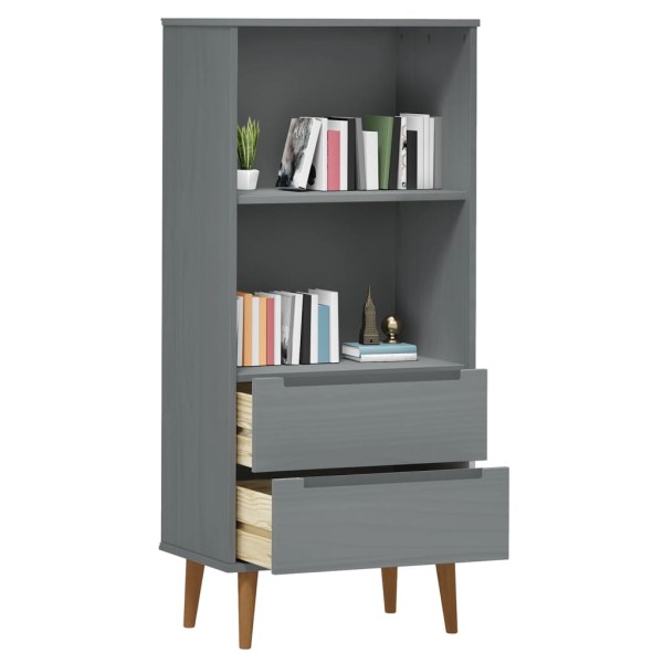 Librería MOLDE madera maciza de pino gris 60x35x133,5 cm