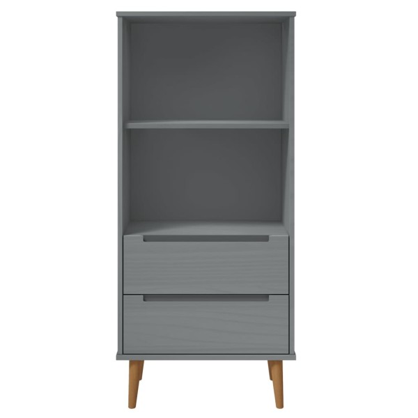 Librería MOLDE madera maciza de pino gris 60x35x133,5 cm