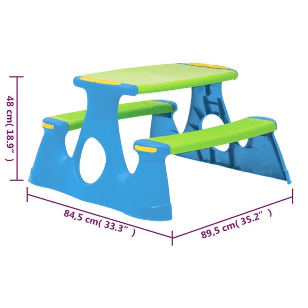 Mesa de pícnic para niños polipropileno 89,5x84,5x48 cm